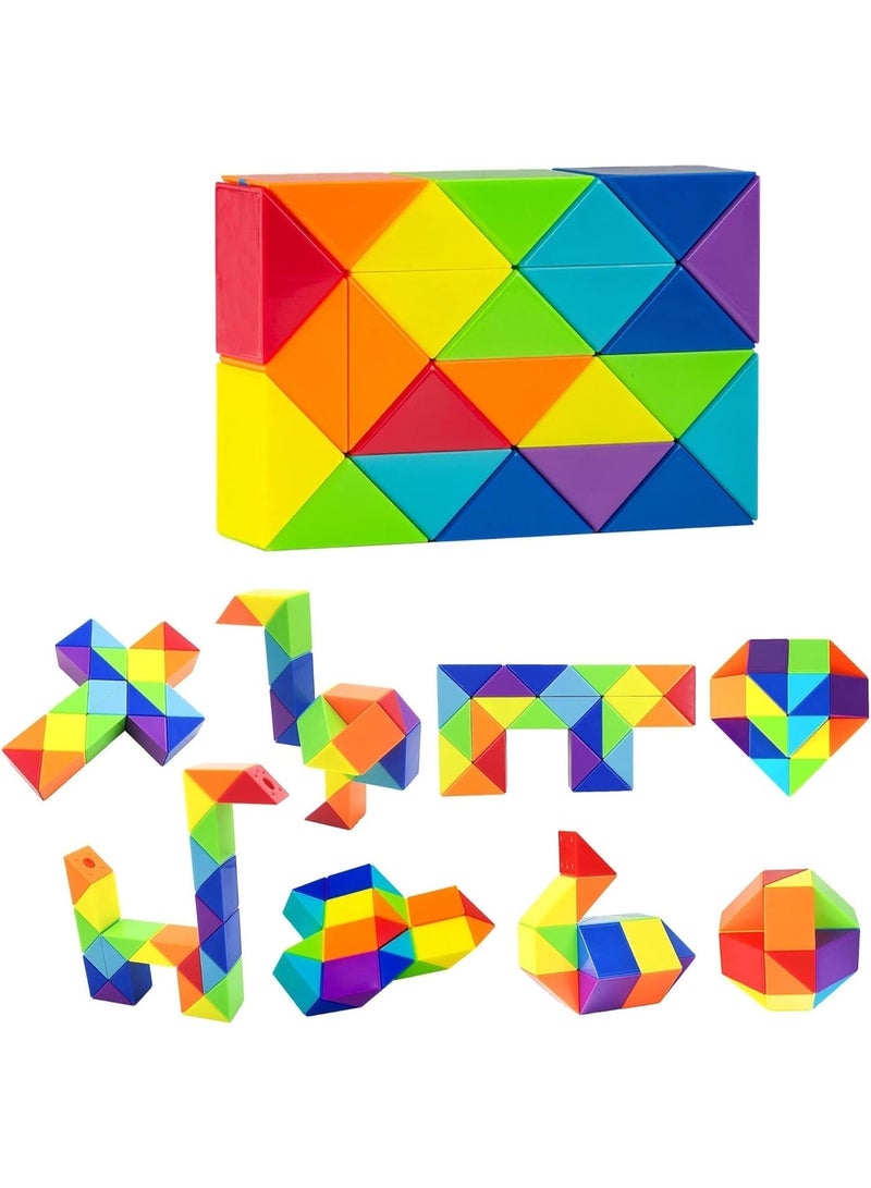 واي آند دي لعبة مكعب الثعبان المرن، أحجية ملتوية مكونة من 24 قطعة، حجم كبير، لعبة ثعبان سحري بألوان قوس قزح، لعبة لتنمية الذكاء، مناسبة كهدايا صغيرة، هدايا حفلات، حشوات لأكياس الهدايا للأطفال والمراهقين والبالغين. - Image 1